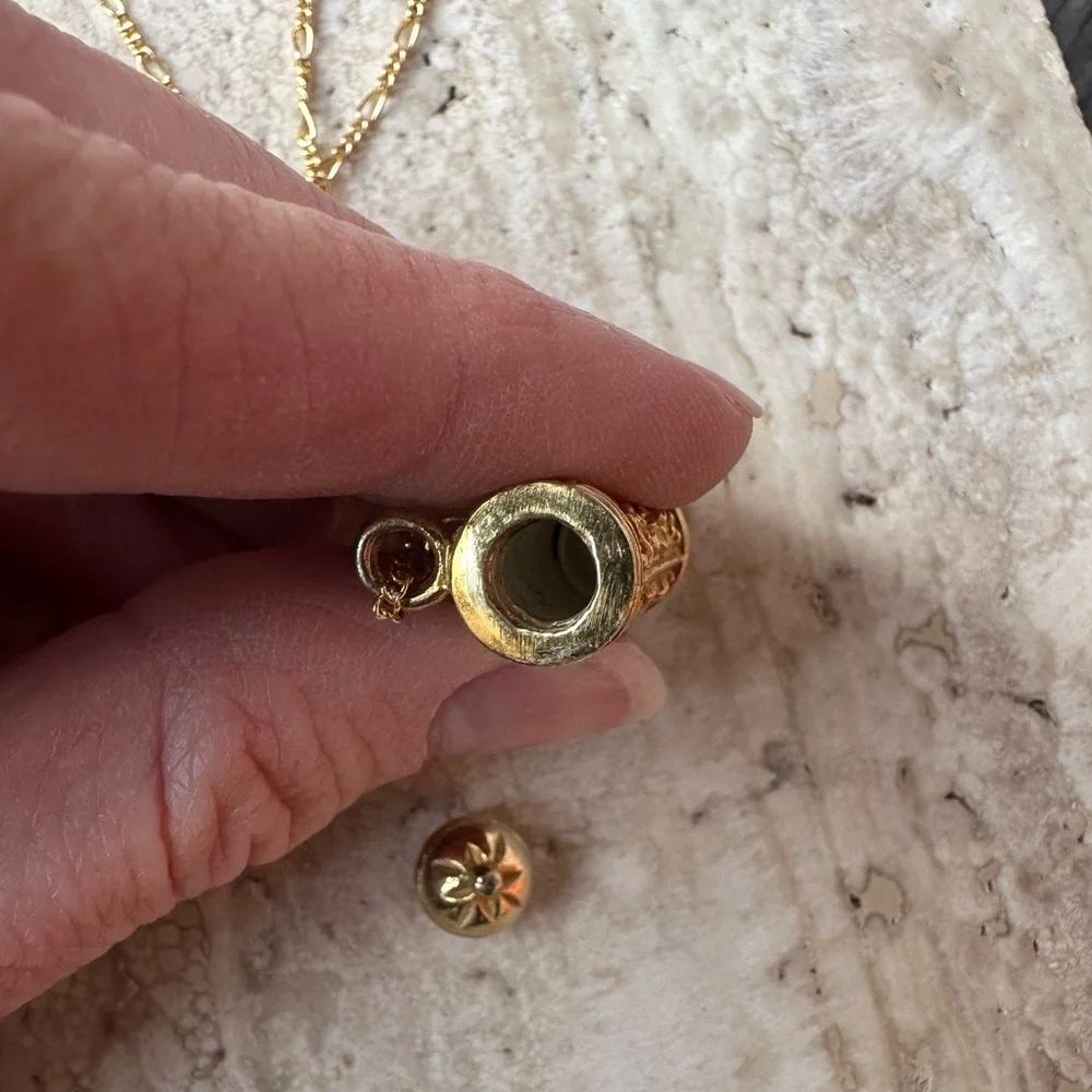 Gold Plated Artisan Keepsake Pendant and 18k Gold Filled 20” Chain